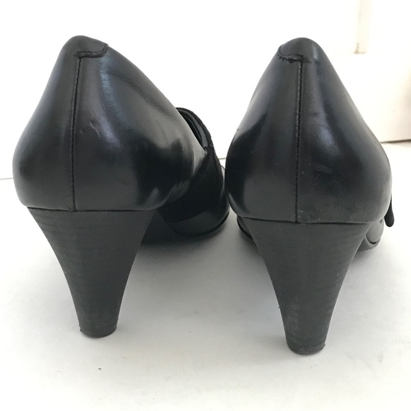 JOY CHEN Black Leather Heels Pointed Toe Leather Pumps Women’s Size 9 - Picture 8 of 16
